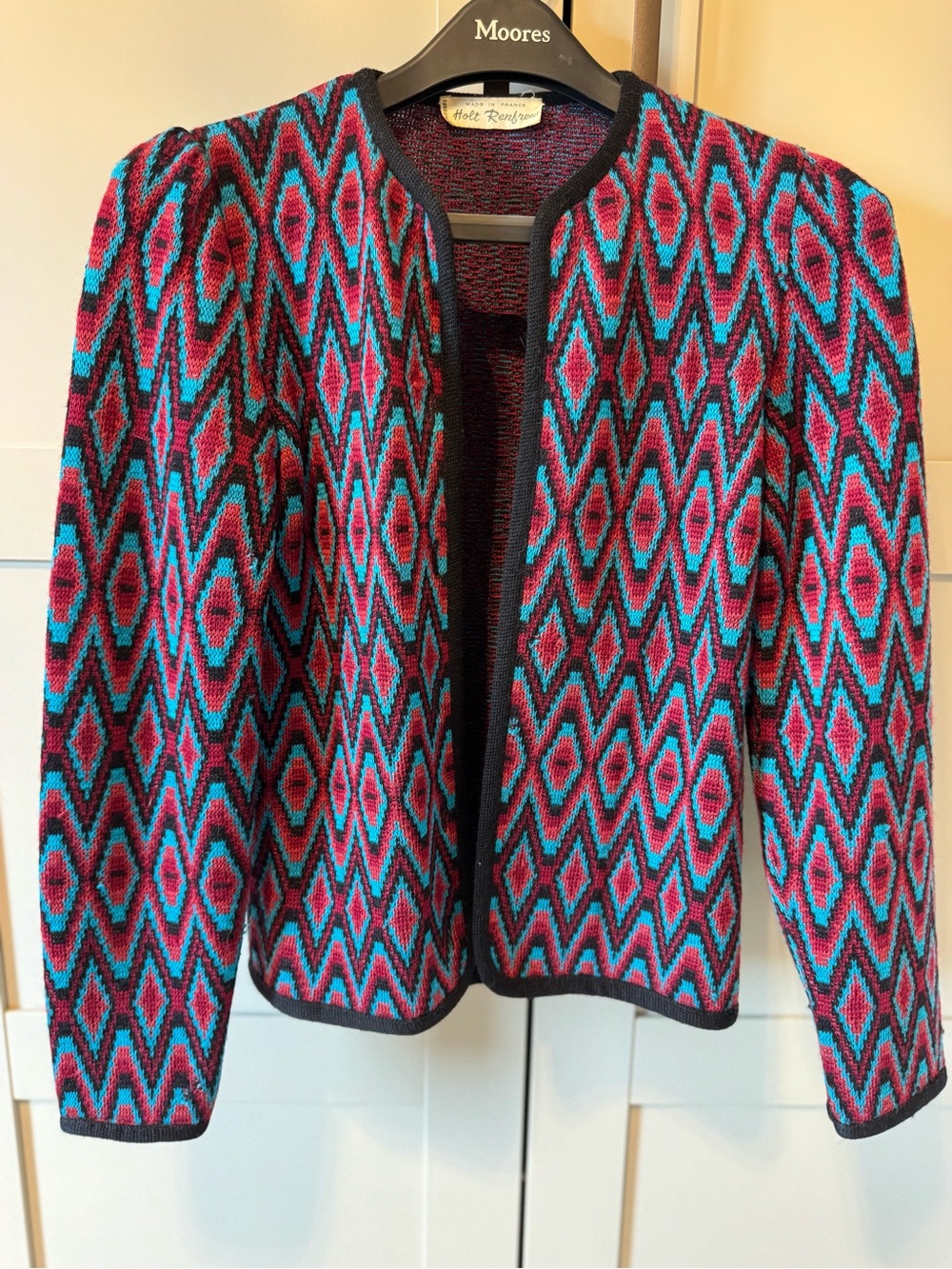 Vintage Holt Renfrew pure wool Geometric Knit JacketCcardigan